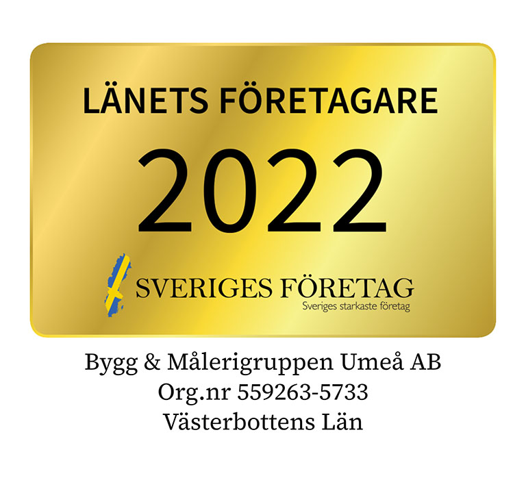 Länets Företagare 2022 - Bygg & Målerigruppen Umeå AB, Västerbottens Län